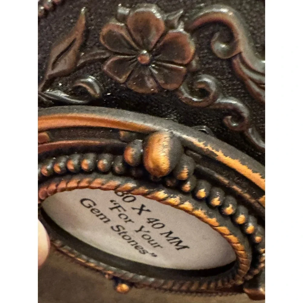 Western Horseshoe Belt Buckle Copper‎ Tone Floral Oval 30x40mm Gemstone Mount